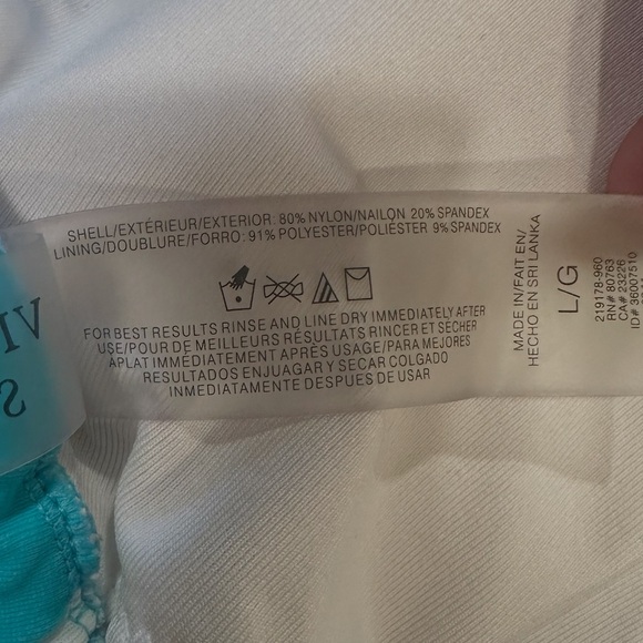 Victorias Secret White Polka Dot Halter Bikini Top Turquoise Womens Size Large - Picture 8 of 8